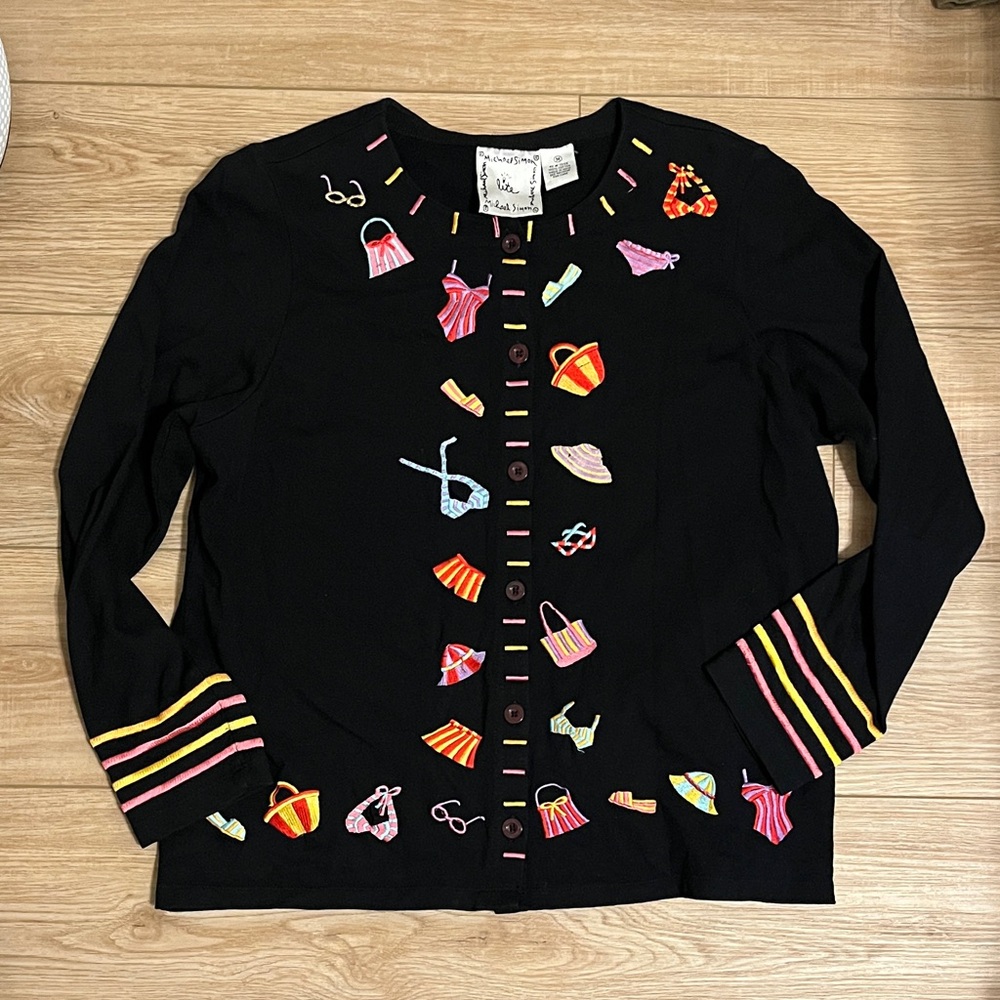 Vintage Michael Simon Lite embroidered cardigan beach day